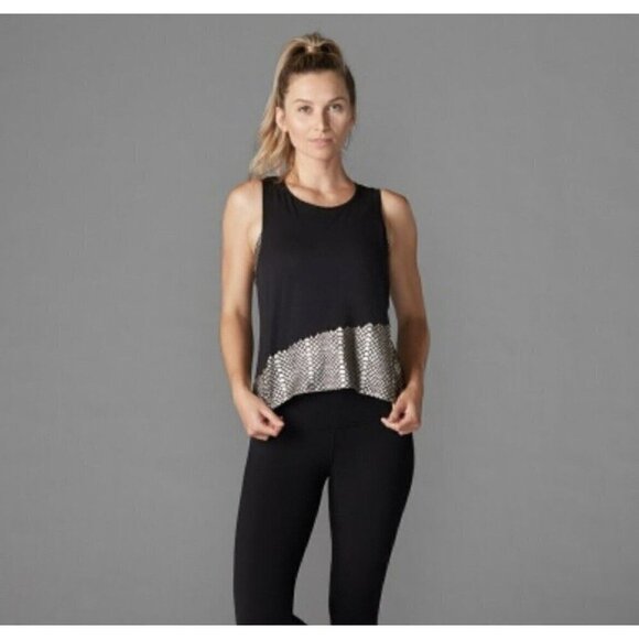 Tavi Black Gold Snake Skin High Low Print Tank Top Sleeveless Sz XS - Picture 1 of 6